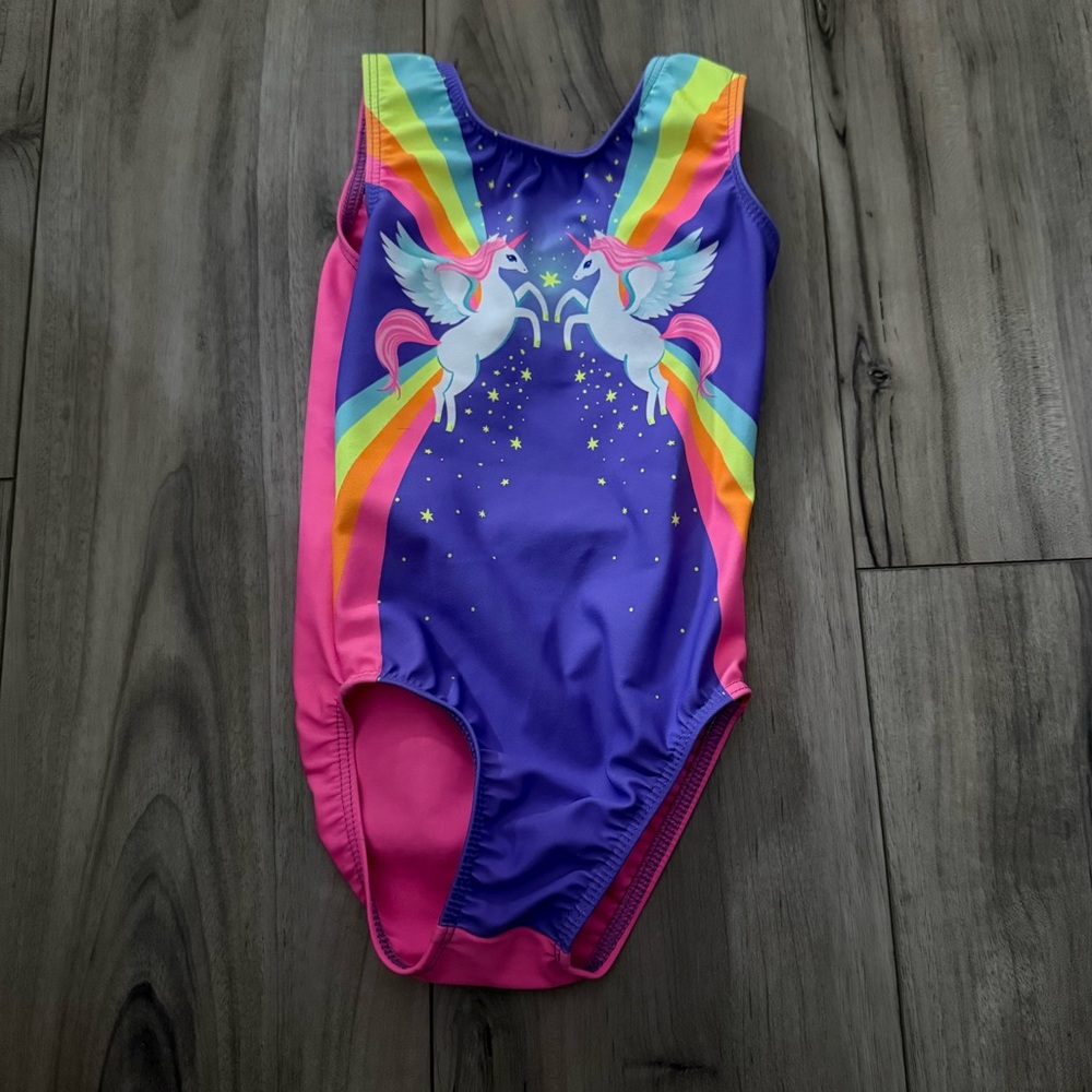 Destira Gymnastics Leotard with unicorn design and colorful body Size 2T